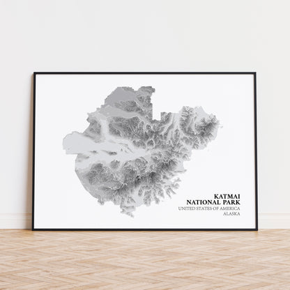 Katmai National Park Poster Alaska Topographic Map Print