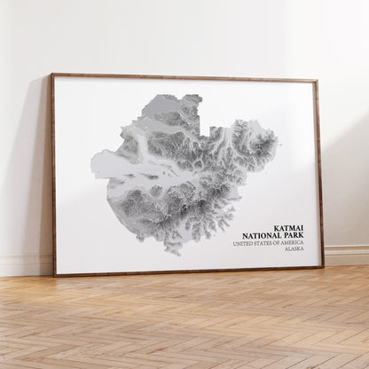 Katmai National Park Poster Alaska Topographic Map Print