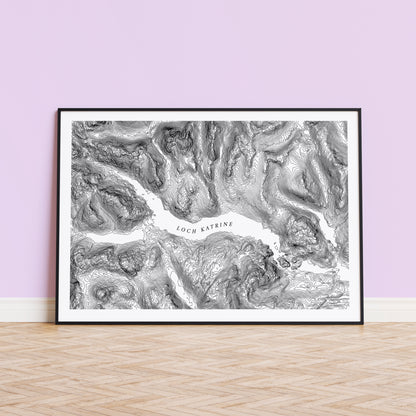 Loch Katrine Scotland Topographic Contour Map Print