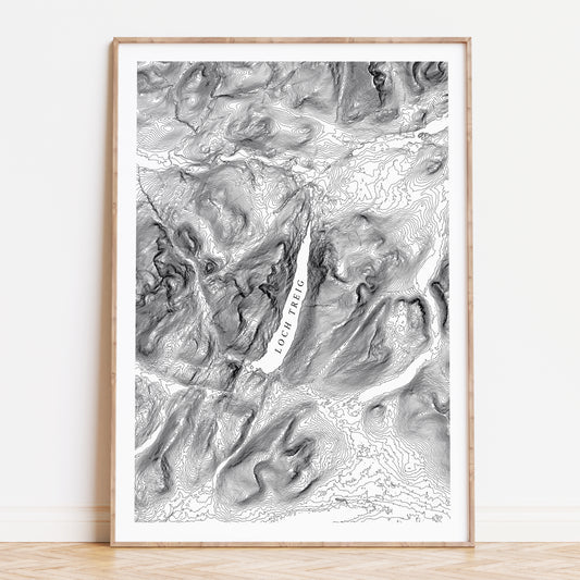 Loch Treig Scotland Topographic Contour Map Print