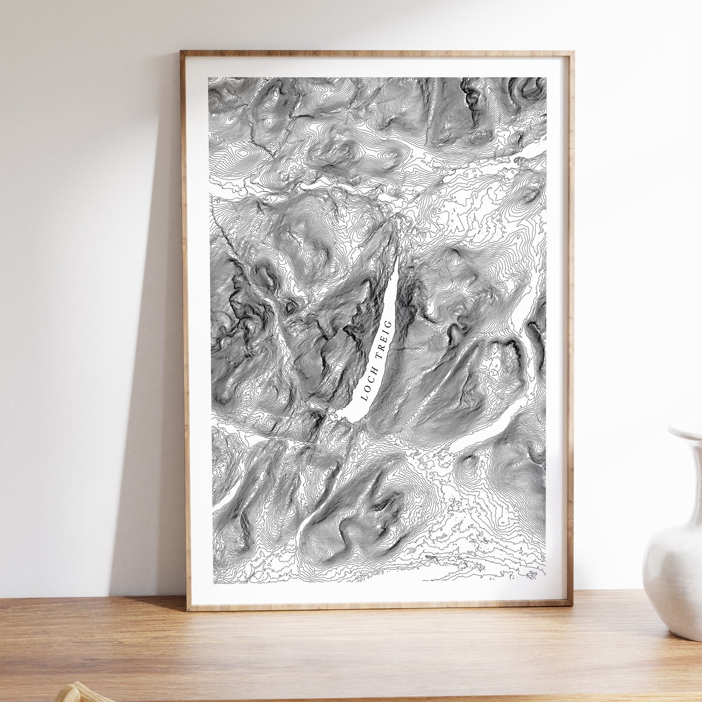 Loch Treig Scotland Topographic Contour Map Print