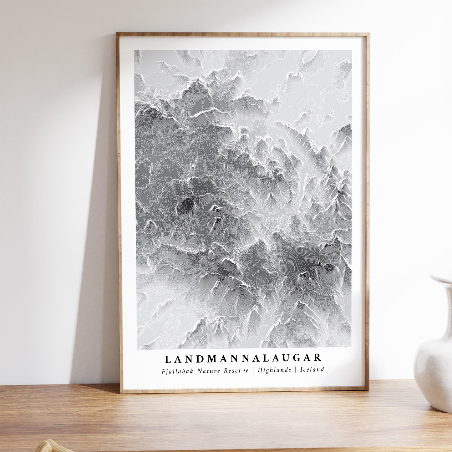 Landmannalaugar Iceland Highlands Mountain Topographic Map Print