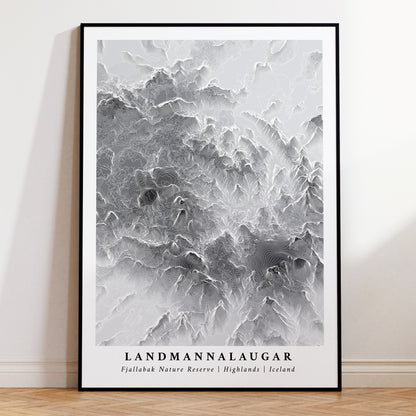 Landmannalaugar Iceland Highlands Mountain Topographic Map Print