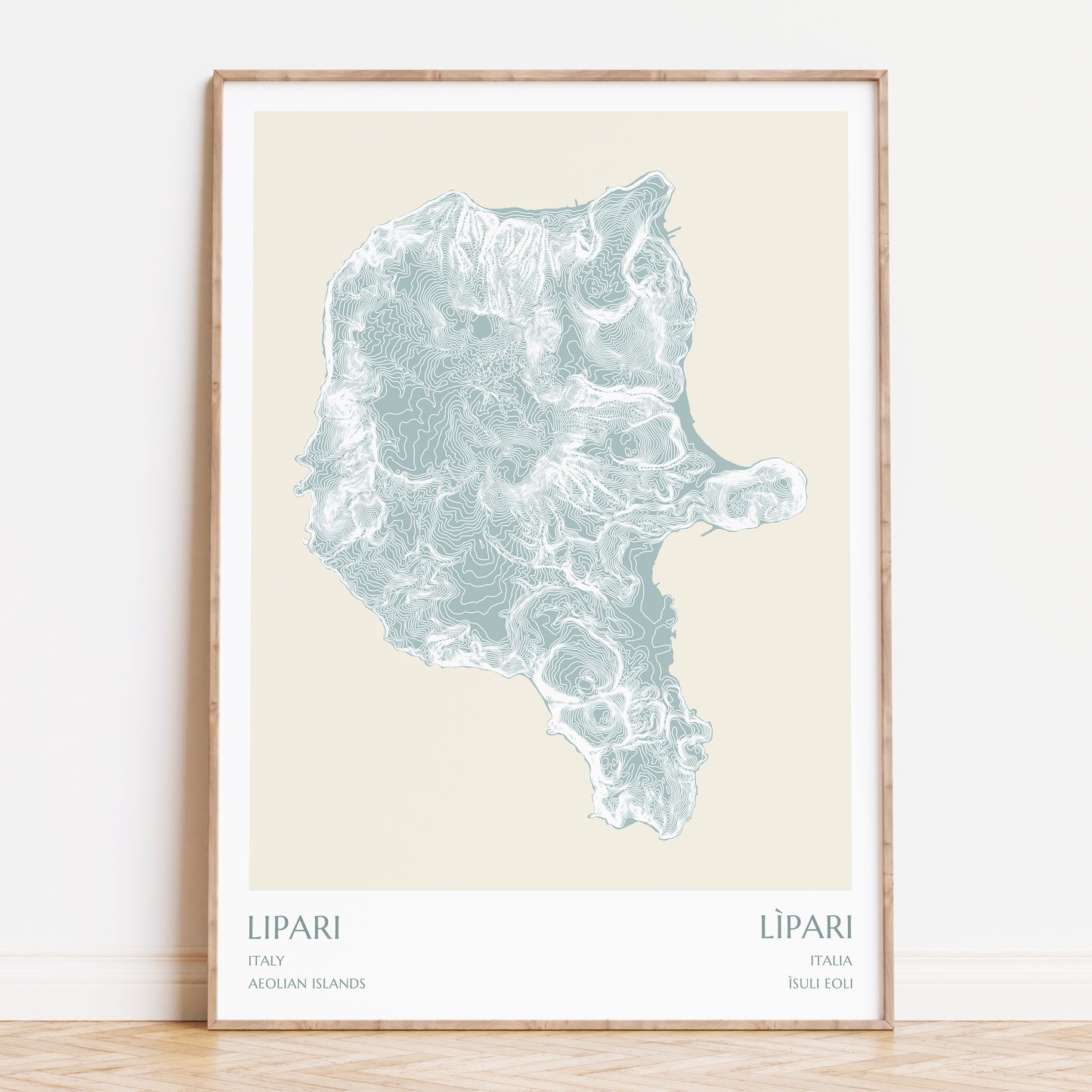 Lipari Aeolian Islands Topographic Contour Map Print