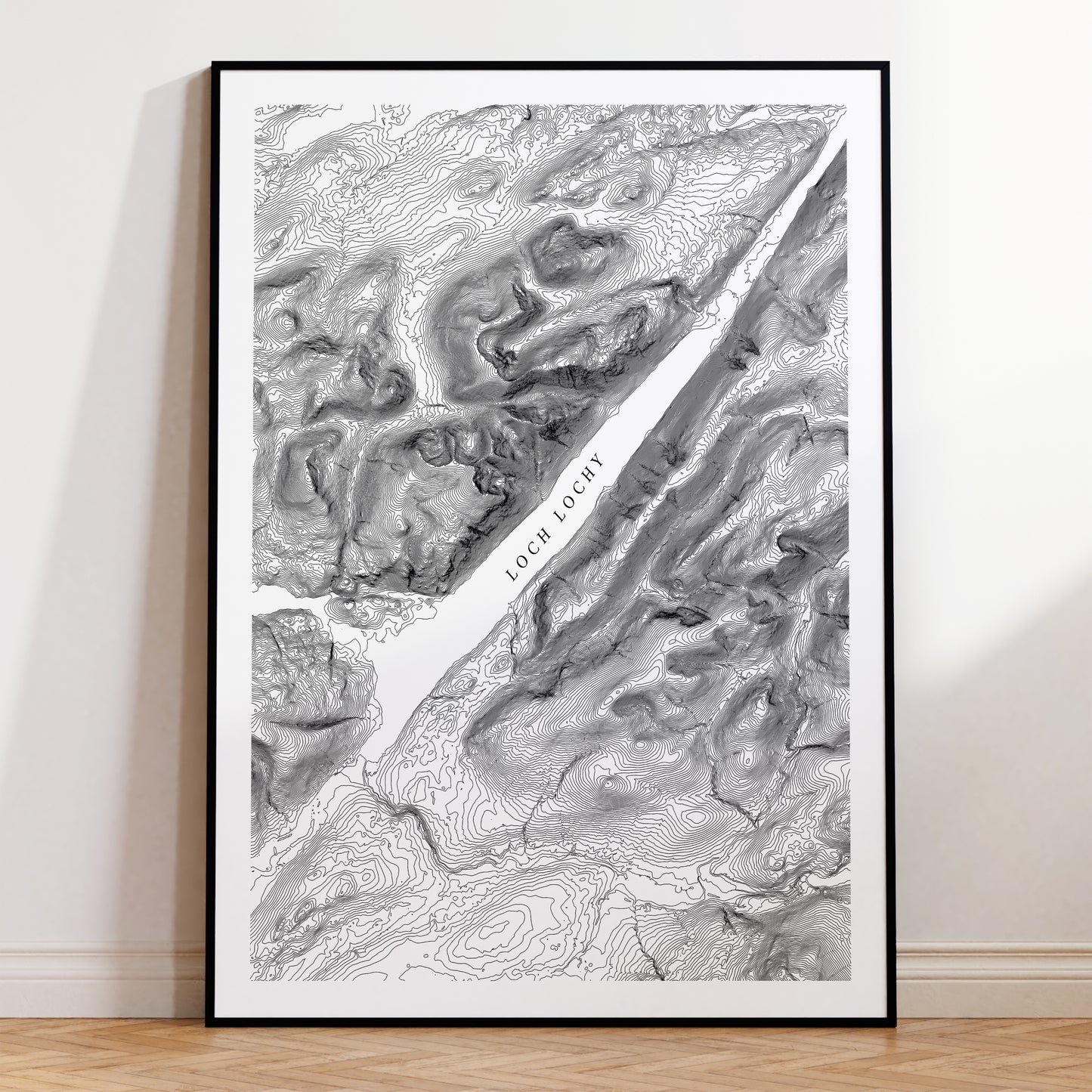 Loch Lochy Scotland Topographic Contour Map Print