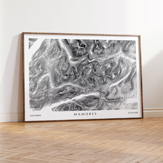 Mamores Scotland Munro Topographic Contour Map Print