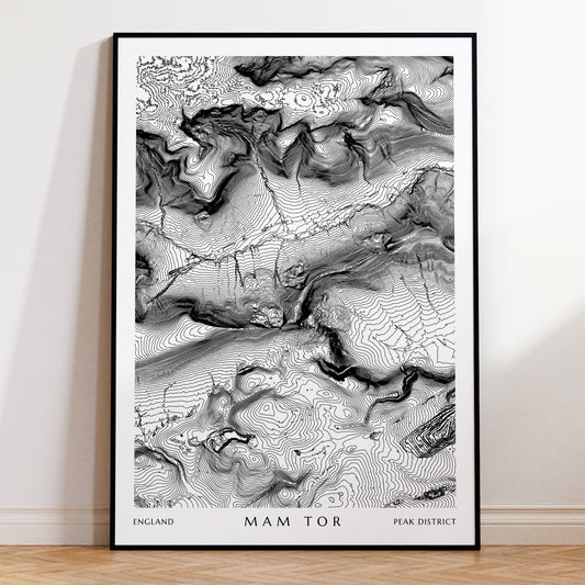 Mam Tor Peak District Topographic Contour Map Print