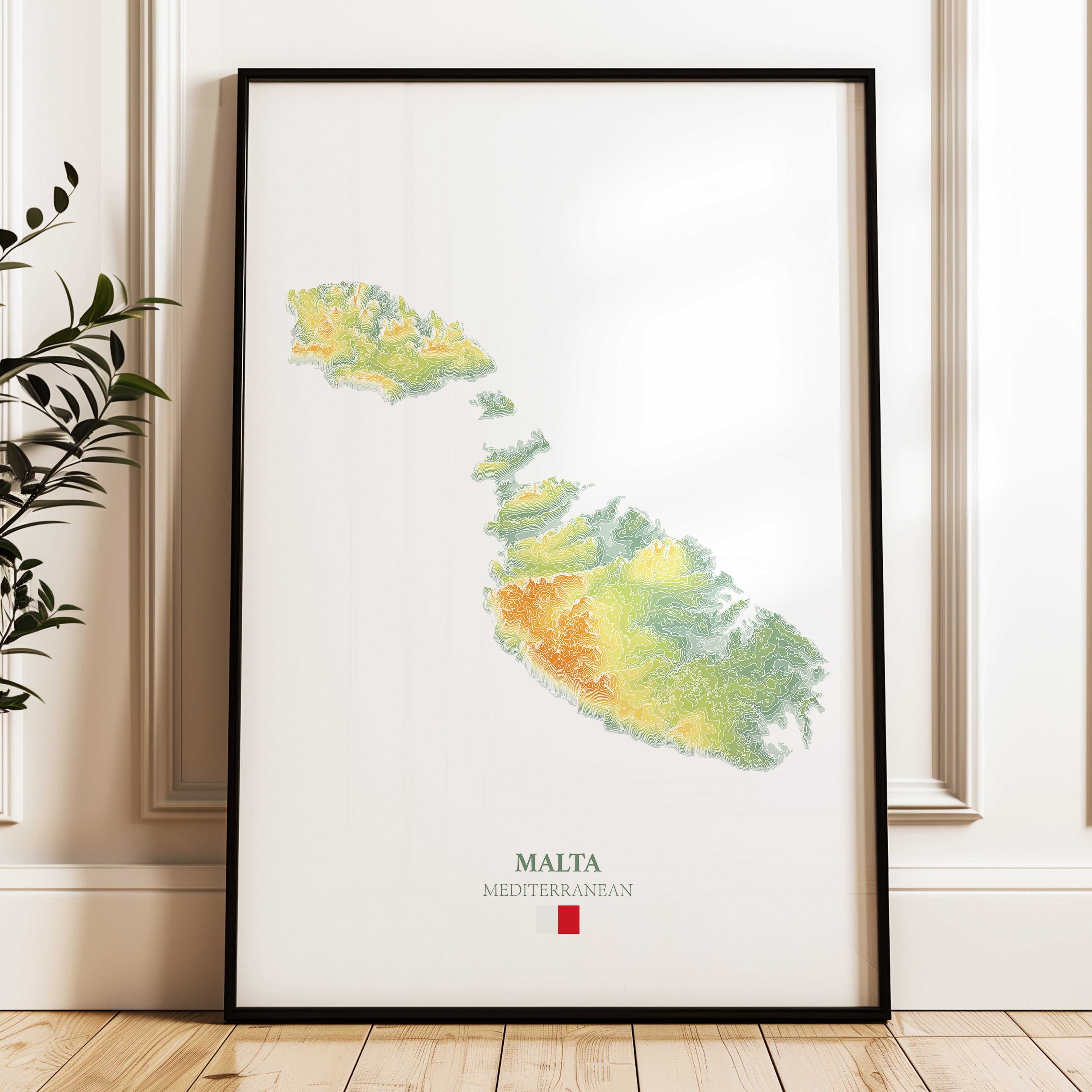 Malta Topographic Contour Elevation Map Print | OutandBack ...