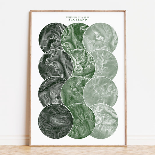 Mountains of Scotland | Munro Print Topographic Contour Map