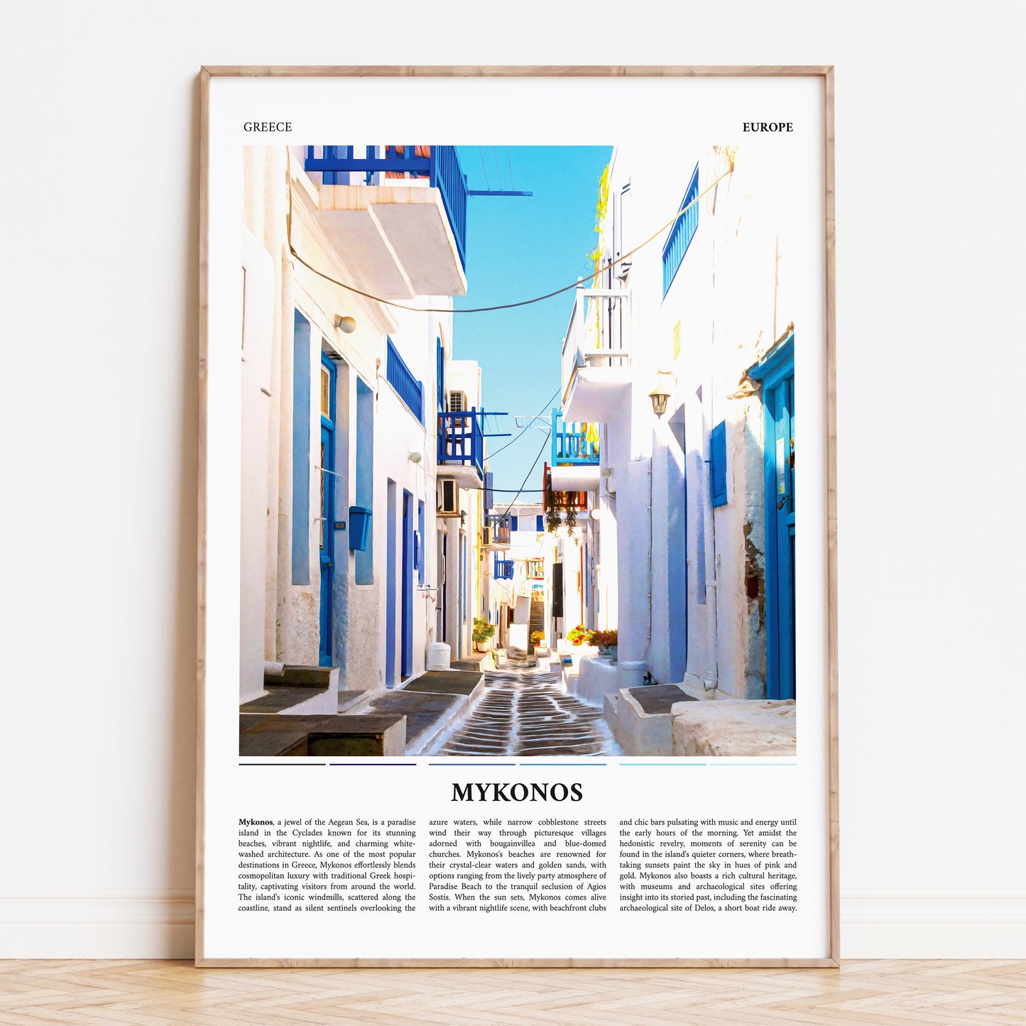 Mykonos Greece Painting Style Travel Poster Print