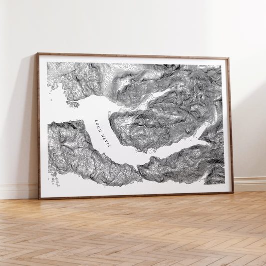 Loch Nevis Scotland Topographic Contour Map Print