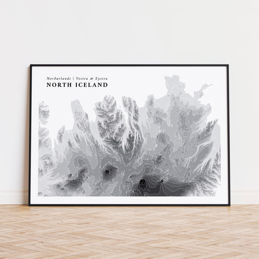 North Iceland Norðurlands Mountain Topographic Map Print