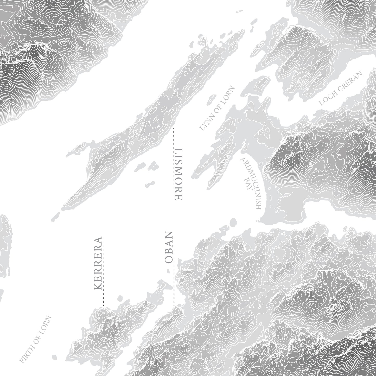 Oban & Firth of Lorn Coastline Scotland Map Print