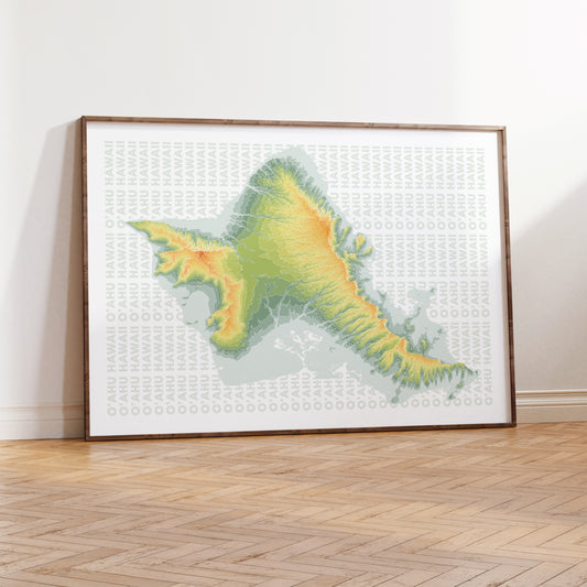 Oahu Hawaii Contour Elevation Map