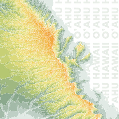 Oahu Hawaii Contour Elevation Map