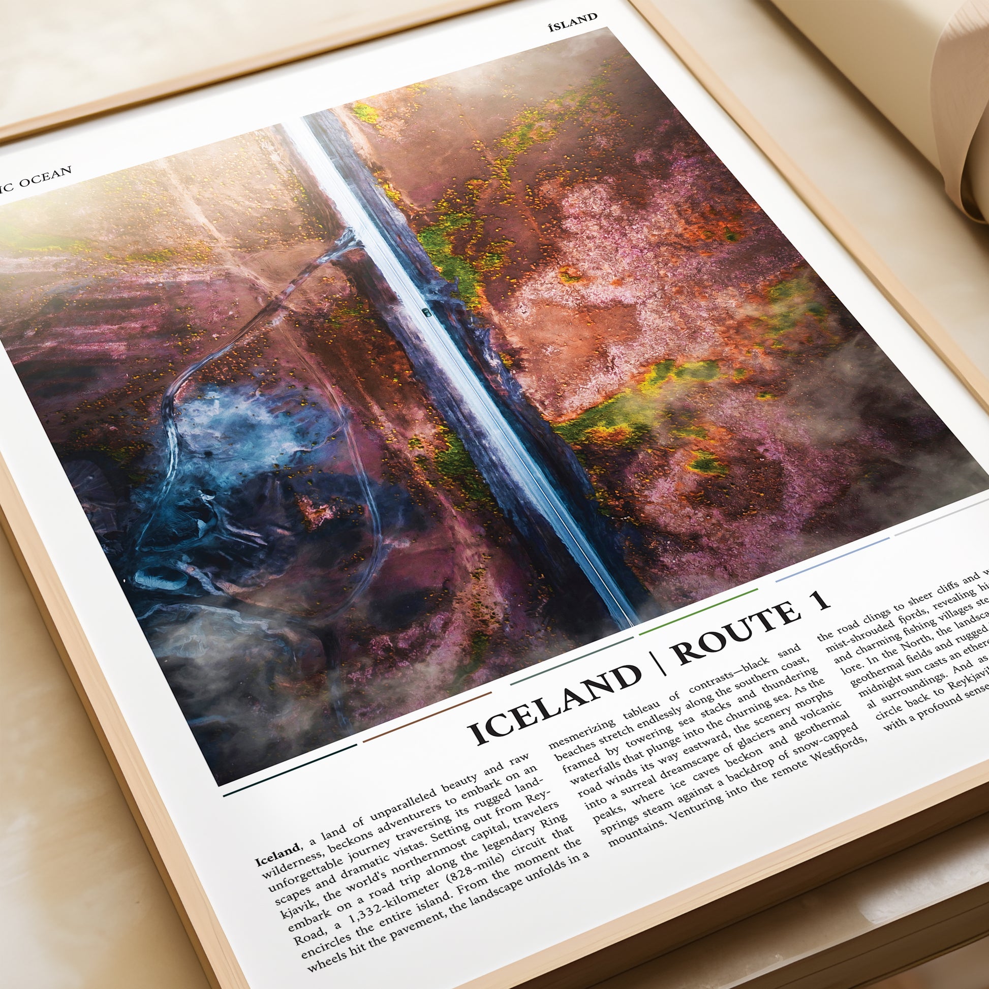 Iceland Route 1 Painting Style Travel Poster Print