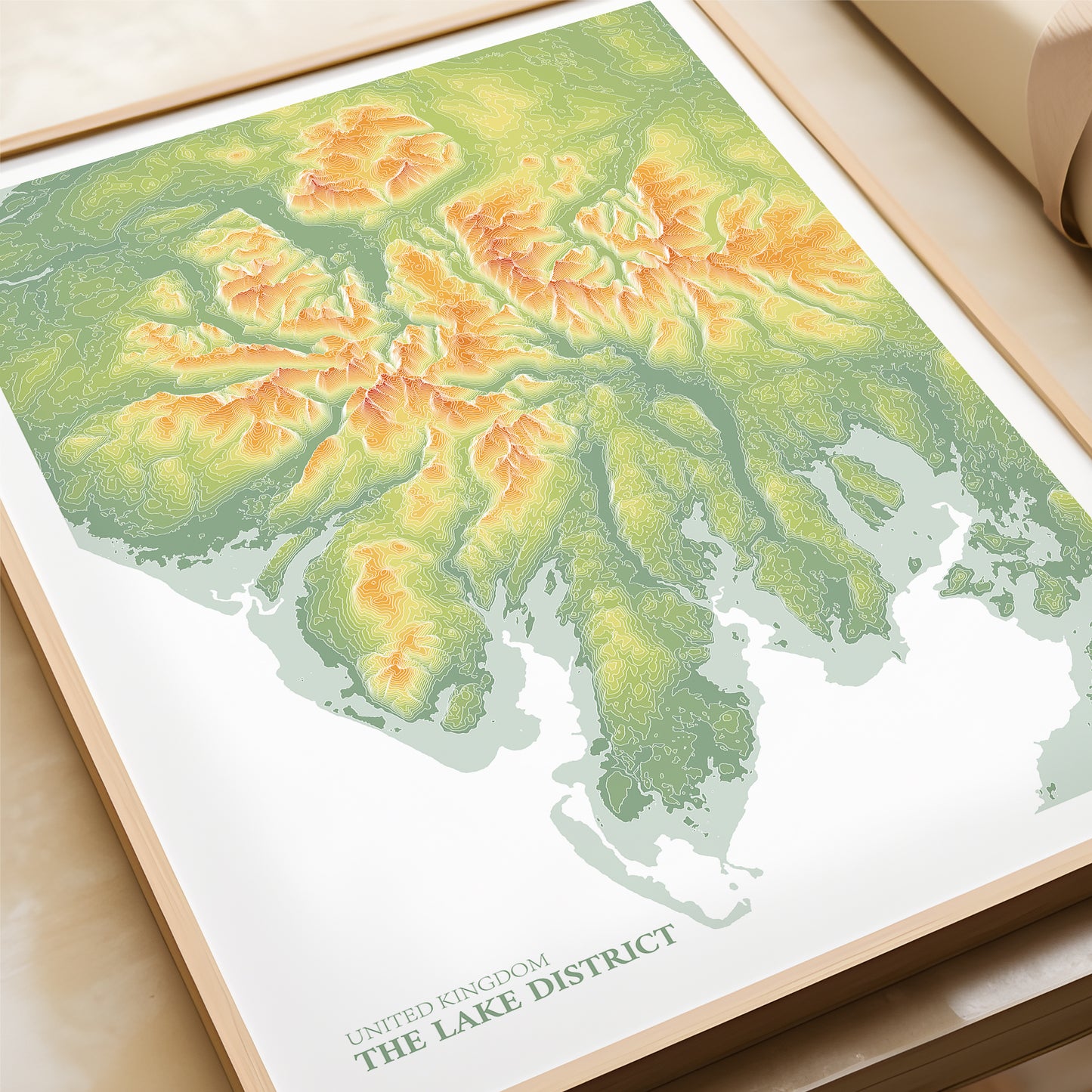 The Lake District Topographic Contour Map Print