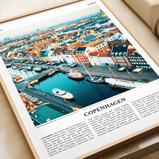 Copenhagen Denmark Painting Style Travel Poster Print