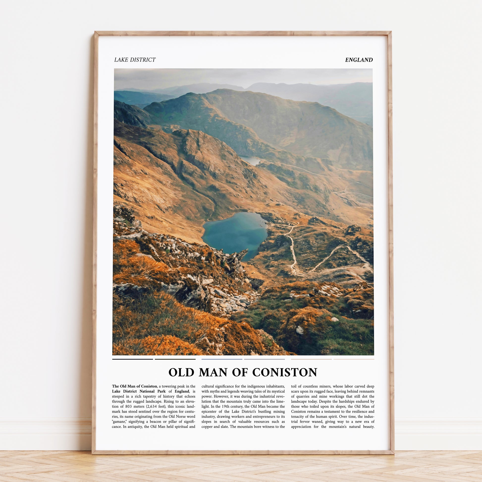 Old Man of Coniston Lake District Painting Style Travel Poster Print