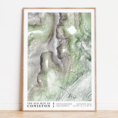 Old Man of Coniston Lake District Topographic Map Print