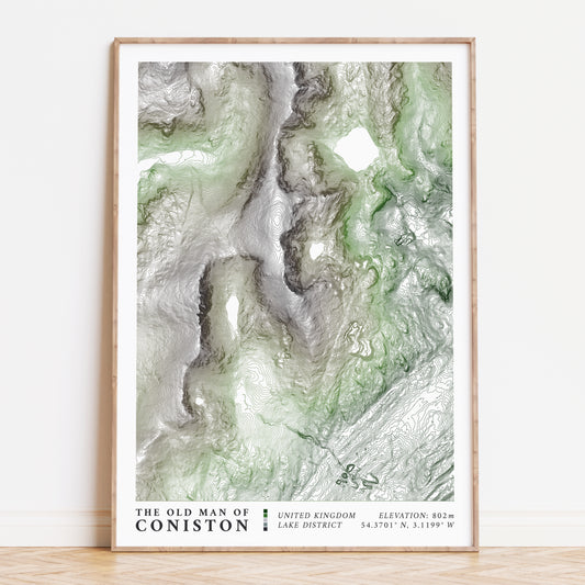 Old Man of Coniston Lake District Topographic Map Print