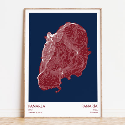 Panerea Aeolian Islands Topographic Contour Map Print