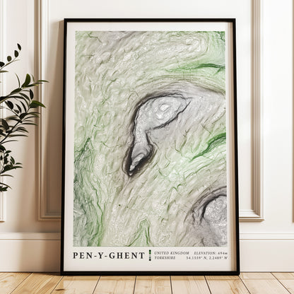 Pen-y-Ghent Map Print Yorkshire 3 Peaks Poster