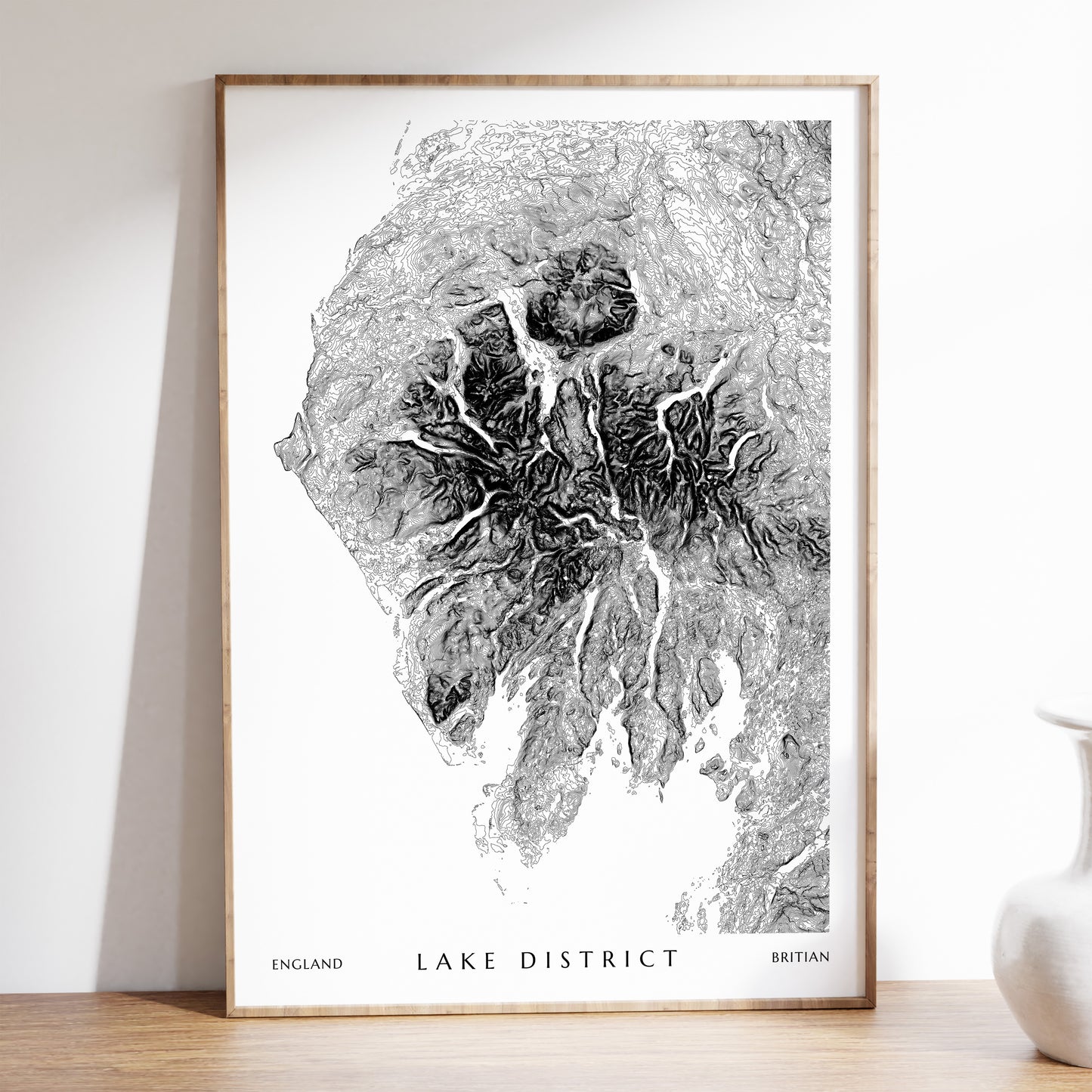 The Lake District National Park Topographic Contour Art Map Print