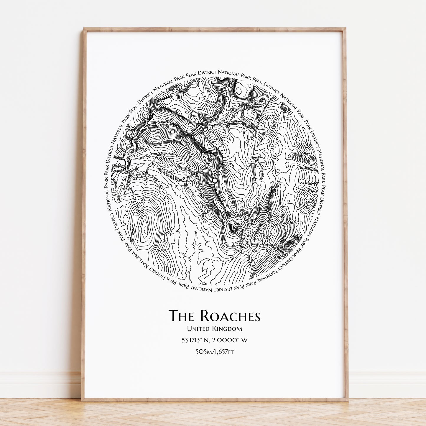 The Roaches Peak District Topographic Contour Map Print