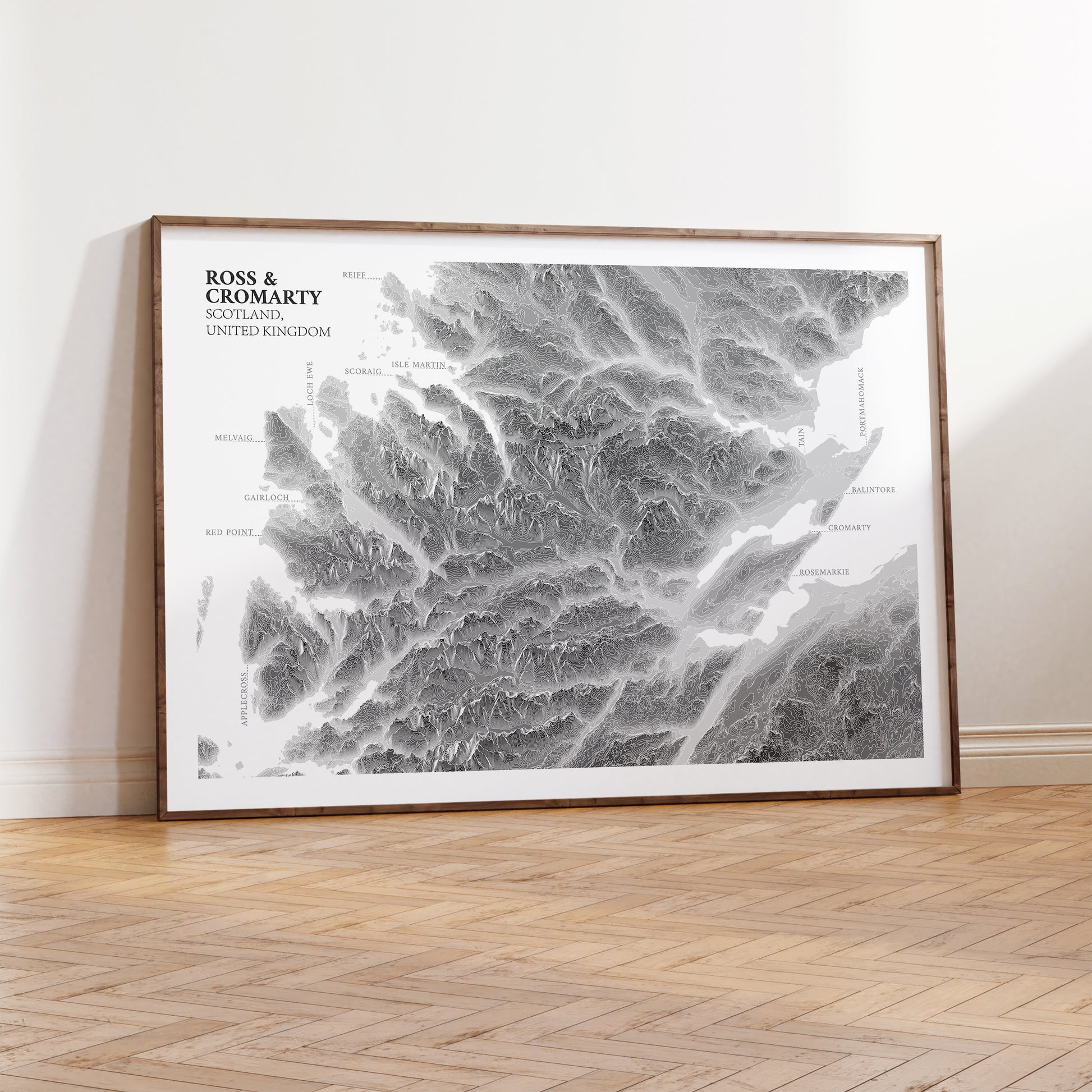 Ross & Cromarty Coastline Scotland Map Print