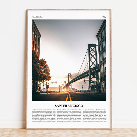 San Francisco California Painting Style Travel Poster Print