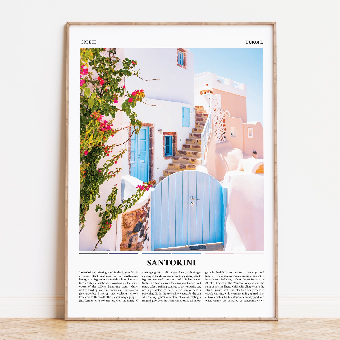 Santorini Greece Painting Style Travel Poster Print