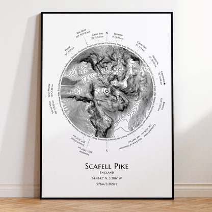 Scafell Pike Trig-Point Contour Map