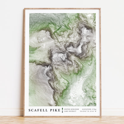 Scafell Pike Lake District Topographic Contour Map Print