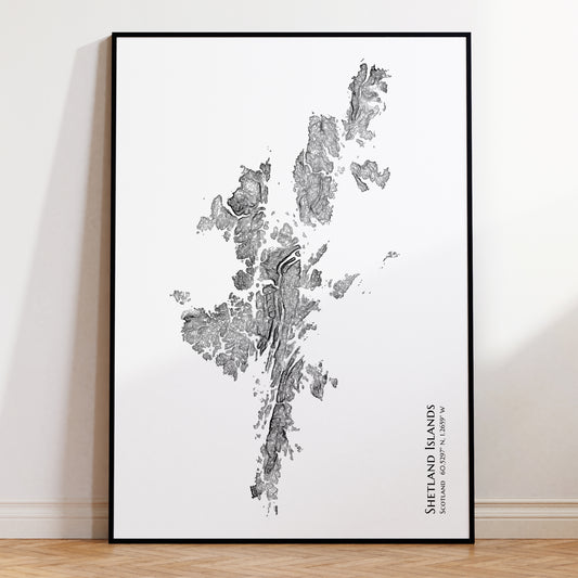 Shetland Islands Topographic Map Print