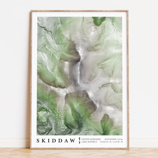 Skiddaw Lake District Topographic Map Print