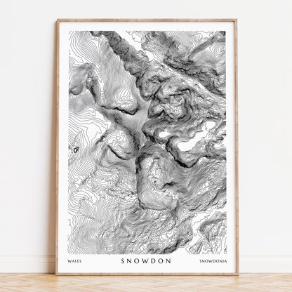 Snowdon Wales Topographic Contour Map Print