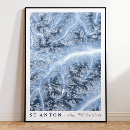 St Anton am Arlberg Austria Topographic Map Print