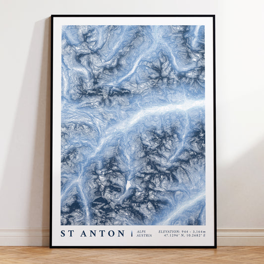 St Anton am Arlberg Austria Topographic Map Print