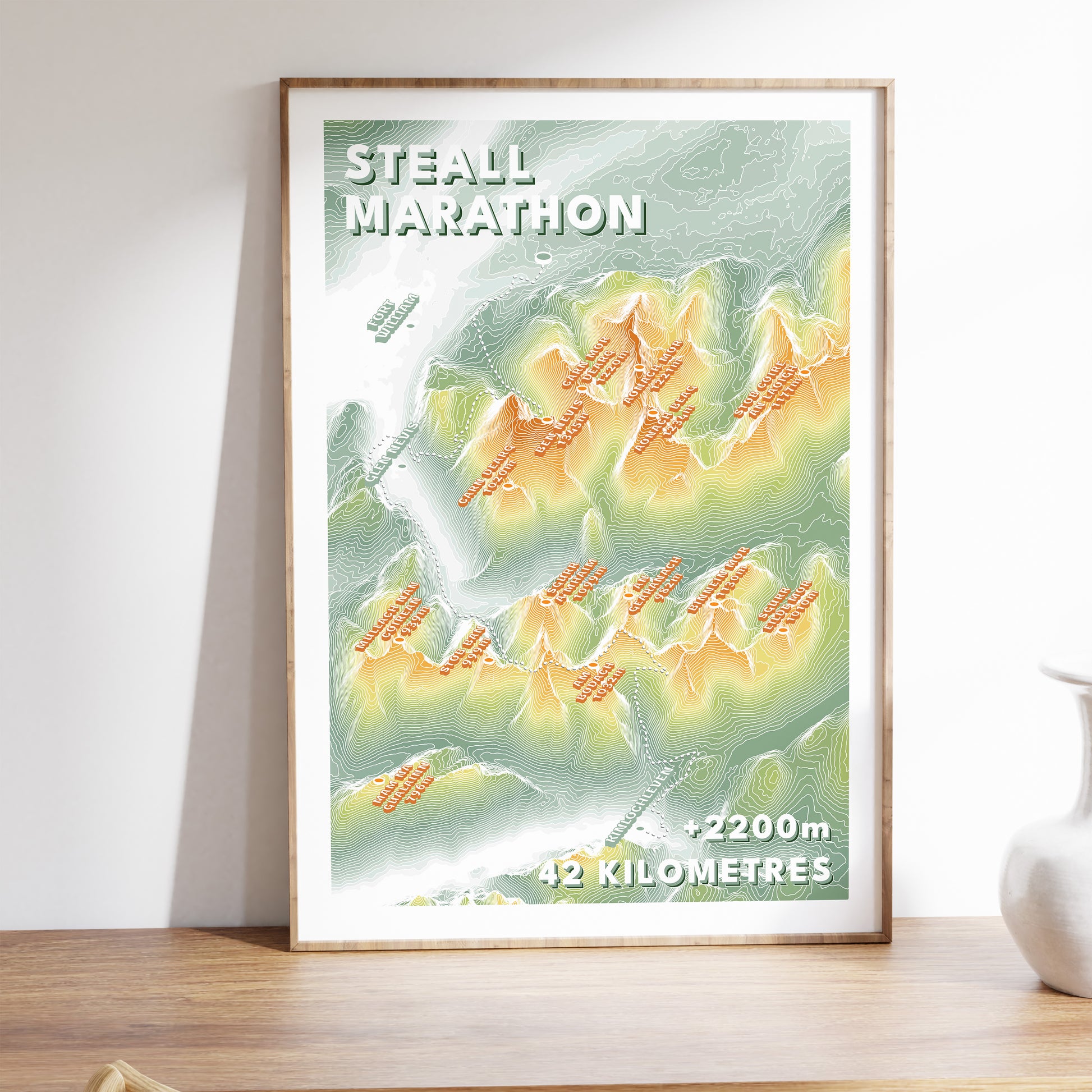 Steall Marathon Map Print Skyline Scotland