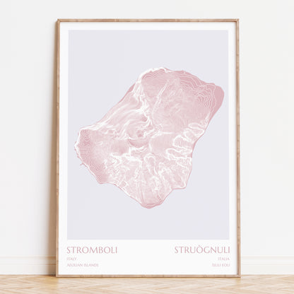 Stromboli Aeolian Islands Topographic Contour Map Print