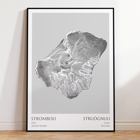 Stromboli Aeolian Islands Map Print Italy Topographic Contour Poster