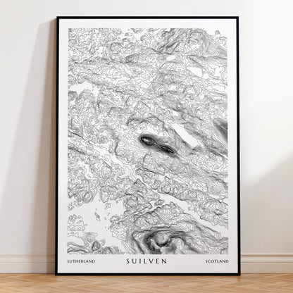 Suilven Scottish Highlands Topographic Contour Map Print