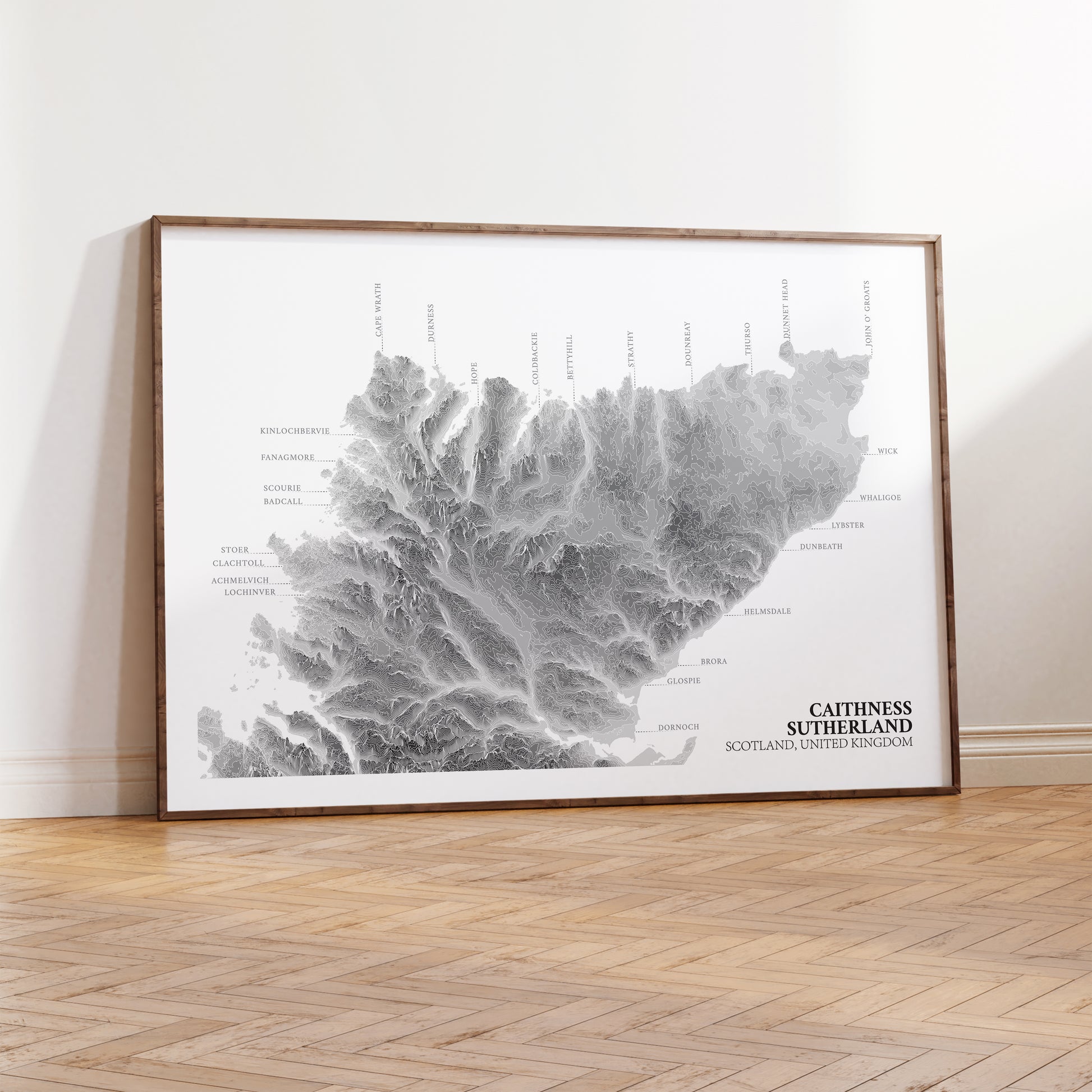 Sutherland & Caithness Coastline Scotland Map Print