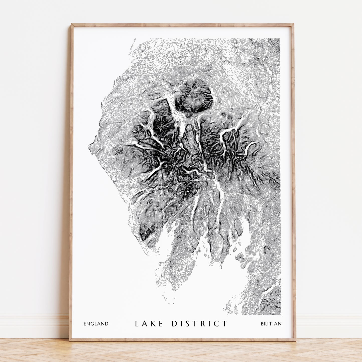 The Lake District National Park Topographic Contour Art Map Print