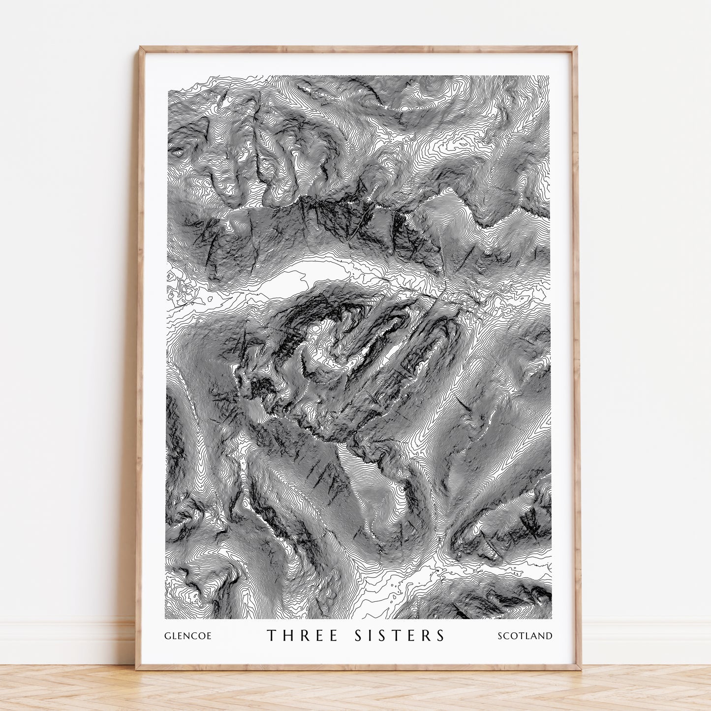 Glencoe Three Sisters Topographic Contour Map Print