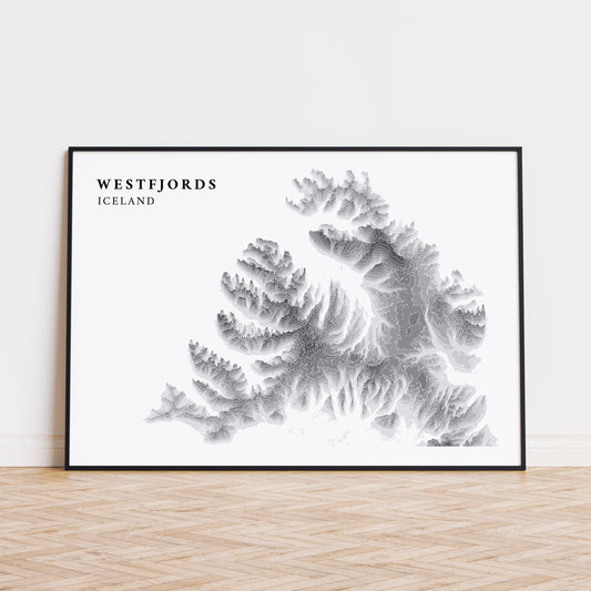 Westfjords Iceland Map Topography Print