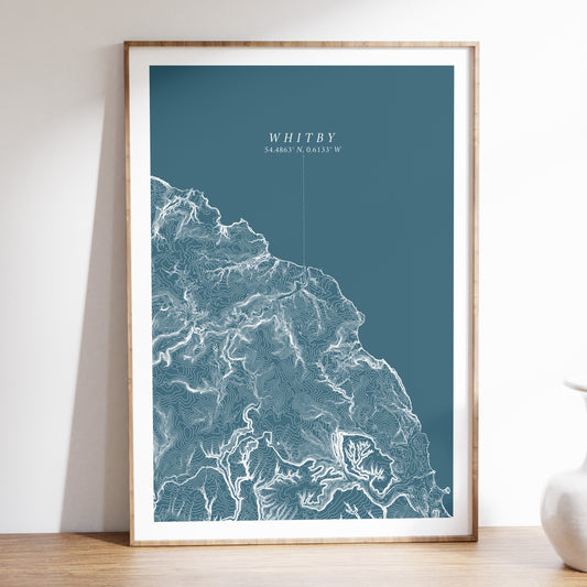 Whitby North Yorkshire Topographic Contour Map Print