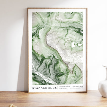 Stanage Edge Peak District Topographic Map Print