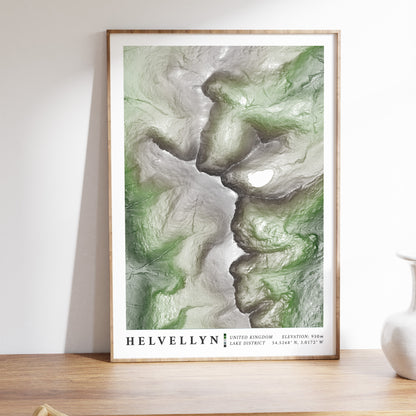 Helvellyn Lake District Topographic Art Map Print